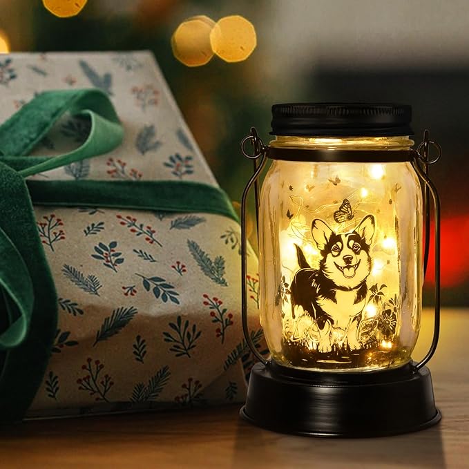 Corgi Gifts for Women/Men Corgi Solar Lanterns Dog Mom Birthday Dog Lovers Lantern Pet Loss Pet Memorial Lights Solar Garden Decoration for Yard, Patio,Backyard,Porch Torches - Bloomnest