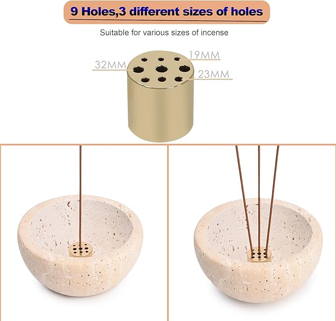 Incense Holder for Sticks and Cones - Handcrafted Limestone Incense Burner and Ash Catcher, Modern Stone Holder for Aromatherapy, Meditation, and Japanese Incense - Bloomnest