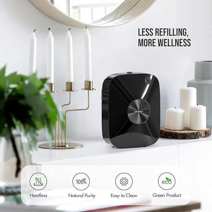 Airversa Smart Waterless Essential Oil Diffuser, 400mL Capacity with 200mL Fragrance Scent Oils, Up to 2000 sq ft Aromatherapy Scent Air Machine for Large Room and Commercial Use, ANA Black Kit - Bloomnest