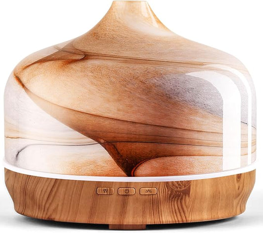 Porseme 500ml Glass Essential Oil Diffuser Aromatherapy Ultrasonic Cool Mist Humidifier 15-21 Running Hours Waterless Auto-Off Air Diffusers for Sleeping,Yoga,Office Working,Spa and Rest (Desert) - Bloomnest