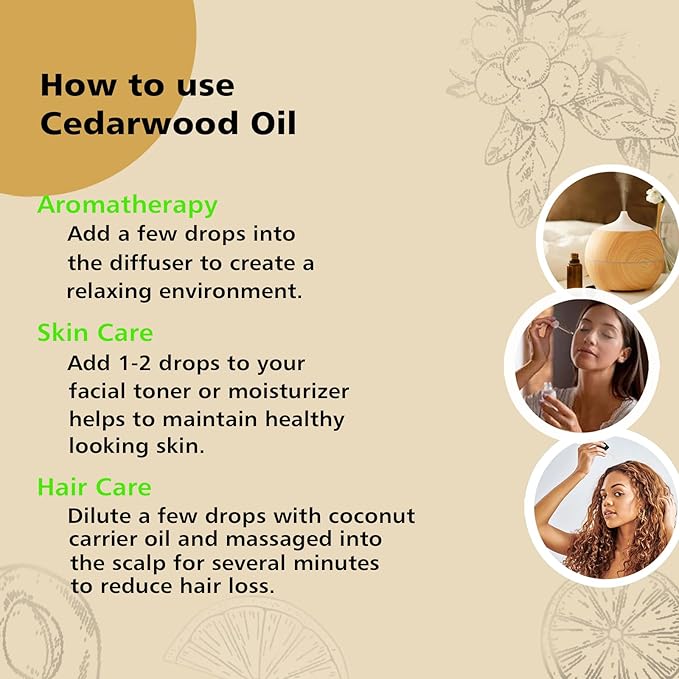 Cedarwood Essential Oil for Diffuser Skin Hair Holiday Home Care - Bloomnest