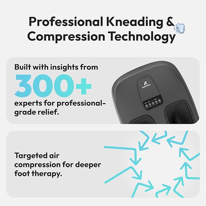 Shiatsu Foot Massager with Heat & Deep Kneading - Relieves Plantar Fasciitis, Neuropathy & Foot Fatigue - Features Adjustable Heat & 3 Compression Setting - Fits Up to Men’s Size 14 - Bloomnest