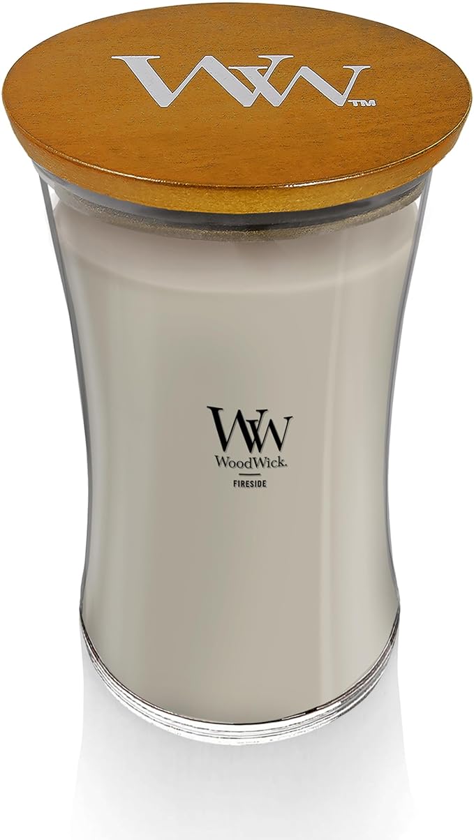 WoodWick Large Hourglass Fireside Candle Premium Soy Blend Wax Crackles as it burns Perfect for Gifting - Bloomnest
