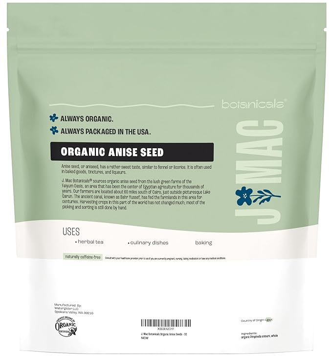 J Mac Botanicals Organic Anise Seeds (32 oz) Certified USDA Organic. Whole aniseed for cookies, tea, powder, or baking - Bloomnest