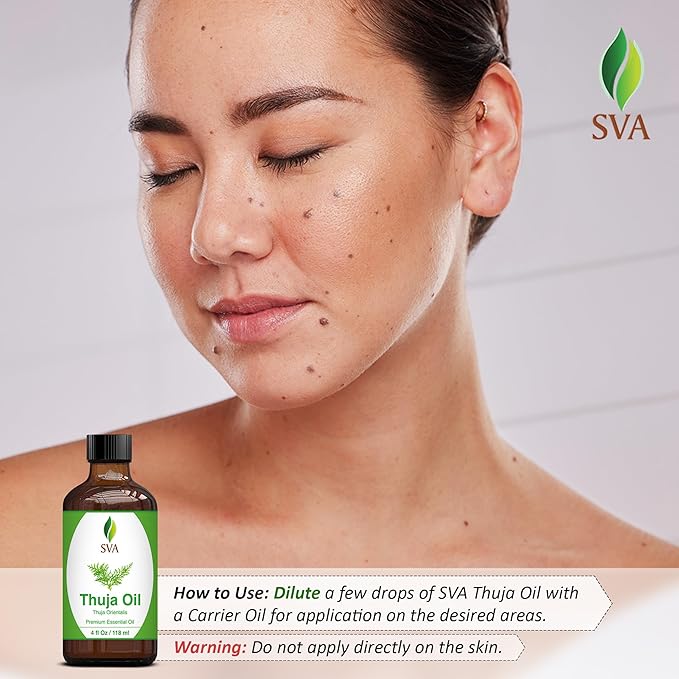 SVA Thuja Essential Oil – 4 Fl Oz – 100% Natural Thuja Oil - for Diffuser, Hair Care, Face, Skin Care, Aromatherapy, Scalp and Body Massage, Soap and Candle Making – with Dropper - Bloomnest