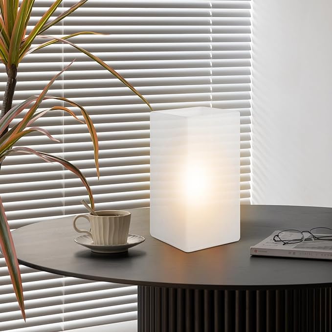 9 Inch Square Table Lamp with White Frosted Glass Shade Stylish Ball Light Lamp for Bedroom Living Room and Bookshelf Modern Design Perfect for Home Decor, Without Bulb - Bloomnest