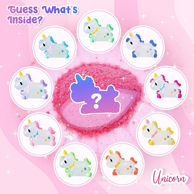 Unicorn Bath Bombs with Surprise Toys Inside, 9 Packs Bubble Bath Bomb for Kids Girls, Christmas Birthday Gifts for Girls, Stocking Stuffers for Kids (36+ Months) - Bloomnest