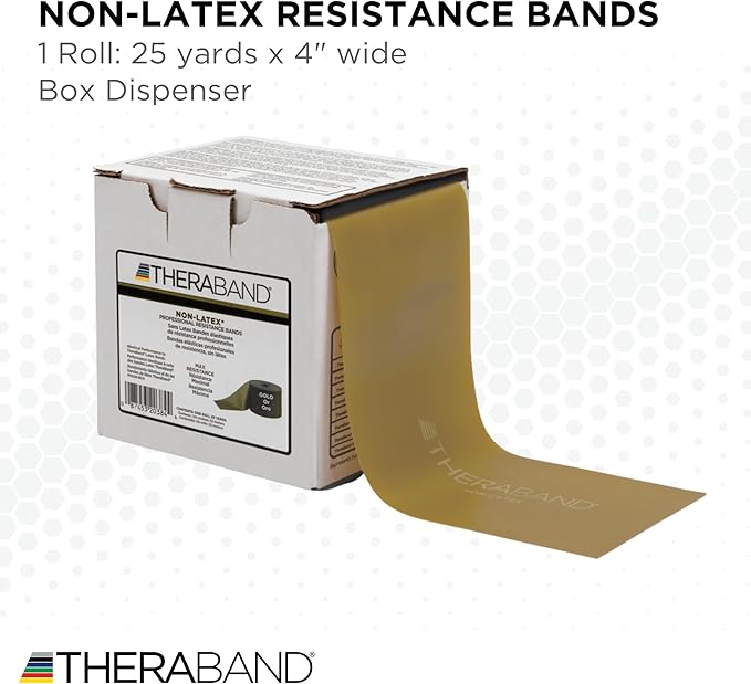 THERABAND Resistance Band 25 Yard Roll, Non-Latex Professional Elastic Stretch Bands for Upper & Lower Body Exercise Workouts, Physical Therapy, Lower Pilates, Flexibility, & Rehab, Dispenser Box - Bloomnest