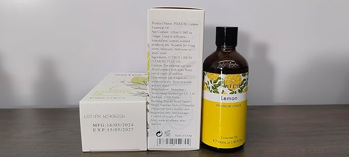 PHATOIL 3.38FL.Oz Lemon Essential Oil, for Aromatherapy Diffusers, Humidifiers, Great for DIY Candle and Soap Making, Gift for Friend - Bloomnest