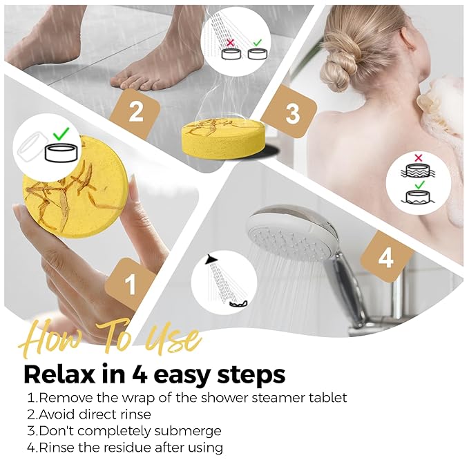 Shower Steamers Aromatherapy Birthday Gifts for Women Travel Essentials, 8 Pcs Lemon, Bath Bombs Shower Bombs with Natural Essential Oils, Relaxation Home SPA - Bloomnest