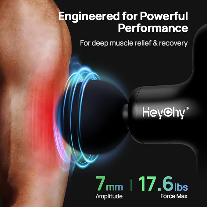 Mini Massage Gun Deep Tissue, Handheld Portable Mini Travel Size Percussion Deep Tissue Massager with 4 Attachments & 5 Speeds,Ideal Gift for Men & Women, Black - Bloomnest