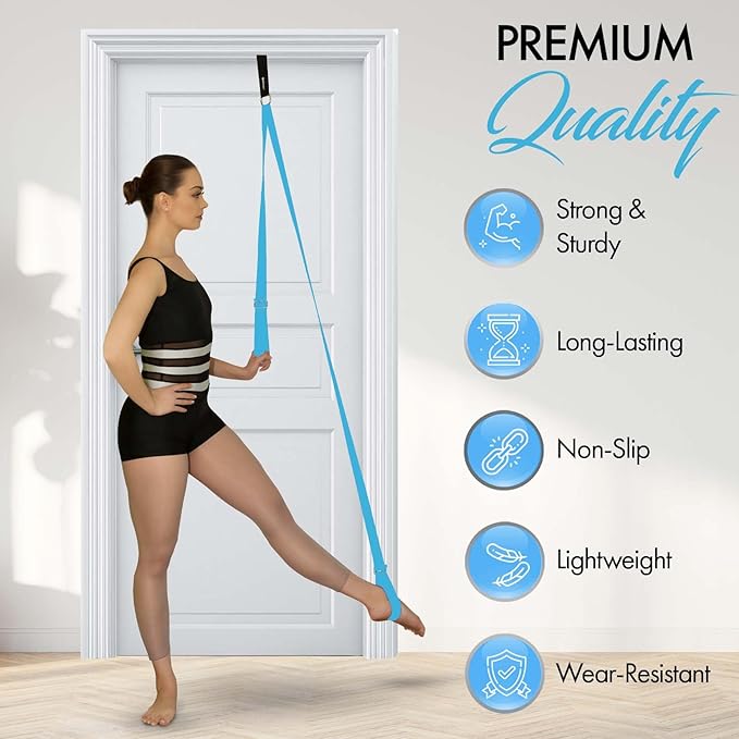 Stretching Strap With Door Anchor - Stretching Equipment to Improve Legs Flexibility - Splits Trainer For Home Ideal In Ballet, Dance, Cheerleading, Taekwondo, Yoga, Pole Dancing & Gymnastics - Bloomnest