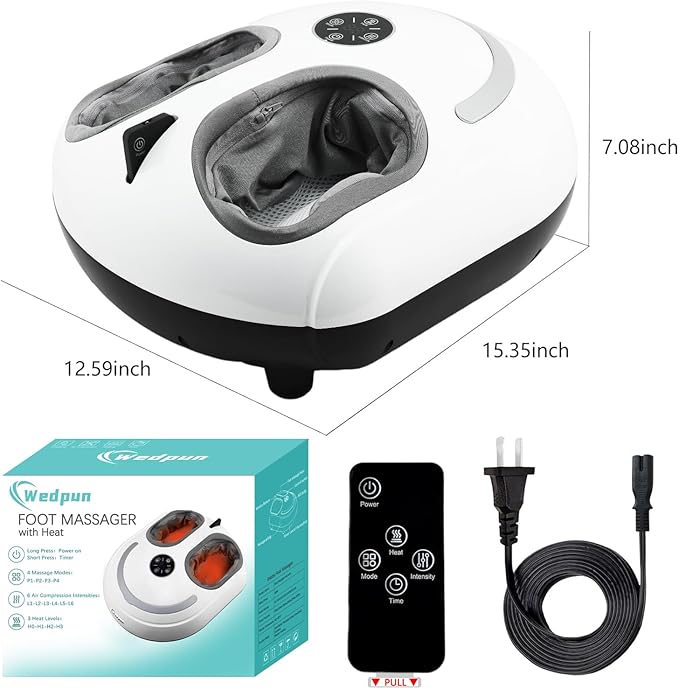 Foot Massager with Heat Shiatsu Foot Massager with Remote Deep Relief for Tired Muscles Electric Feet Massage Machine for Home and Office Gifts for Mom Dad White - Bloomnest