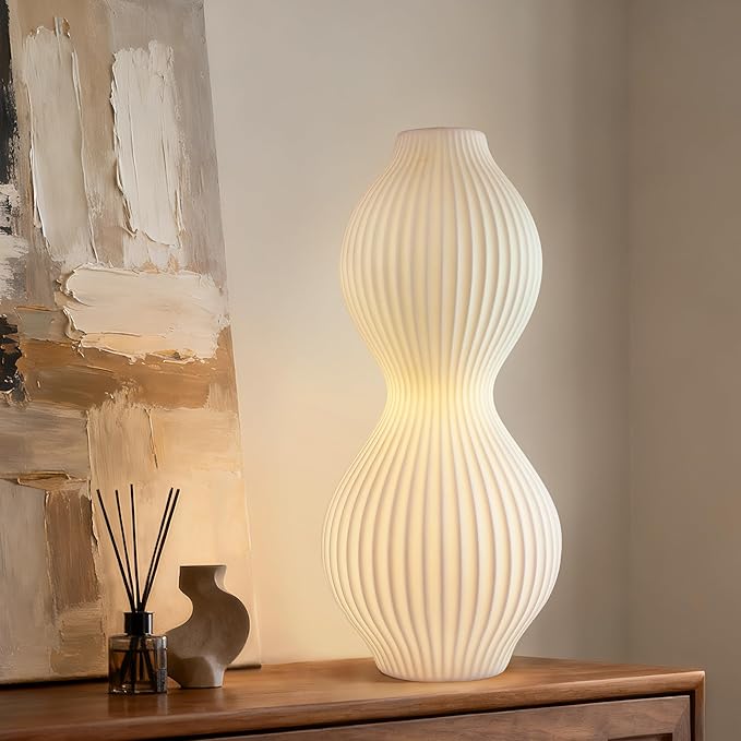 RONDURE 15.8" Modern Ceramic Table Lamp, Modern Bedside Lamps for Bedroom, Living Room and Nightstand, White Translucent Ceramic Shade, Warm Ambient Lighting, Home Decor - Bloomnest