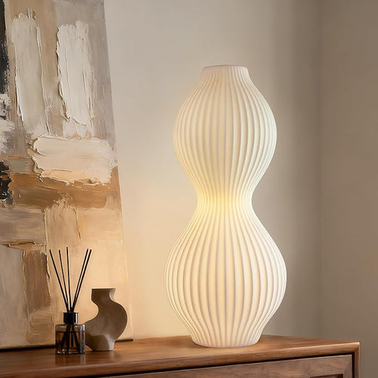 RONDURE 15.8" Modern Ceramic Table Lamp, Modern Bedside Lamps for Bedroom, Living Room and Nightstand, White Translucent Ceramic Shade, Warm Ambient Lighting, Home Decor - Bloomnest