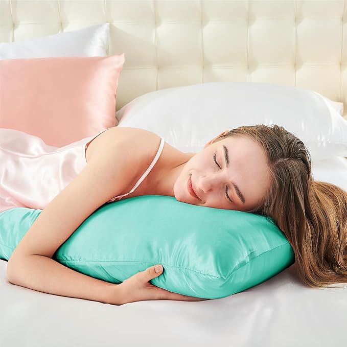 BEDELITE Satin Body Pillow Cover, Super Soft and Cooling Body Pillow Pillowcase for Hair and Skin, Breathable Silky Full Long Pillowcase Cover(20"x54", Turquoise) - Bloomnest