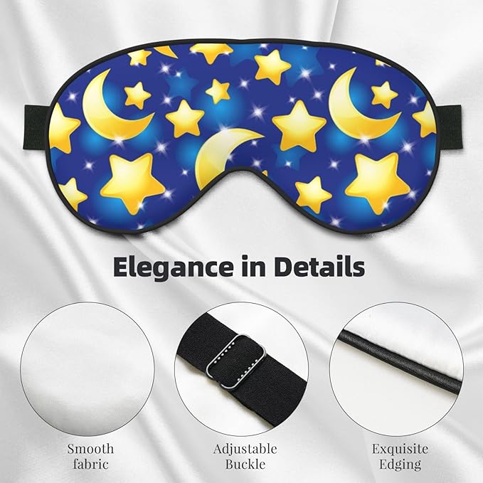 Night Sky Star and Moon Sleeping Eye Mask Eye Mask for Sleeping Soft Comfort Eye Shade Blackout Eye Cover for Deep Rest Travel Nap Meditation - Bloomnest