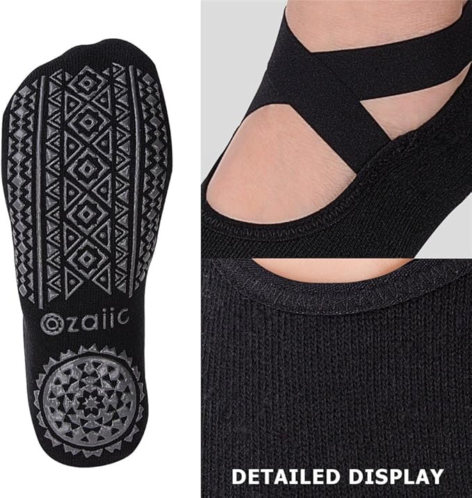 Ozaiic Pilates Socks for Women Non Slip Grip, Yoga Socks with Grippers for Barre, Hospital, Ballet, Dance, Barefoot Workout - Bloomnest