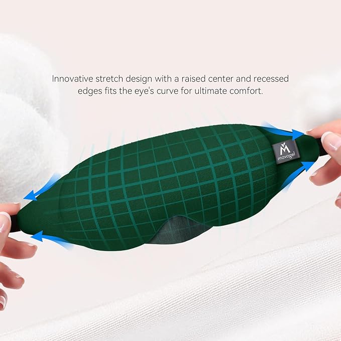 Mavogel Cotton Sleep Eye Mask - Breathable Light Blocking Sleep Mask, Soft Comfortable Night Eye Mask for Men Women, Eye Cover for Travel/Sleeping/Shift Work, Includes Travel Pouch (Green) - Bloomnest