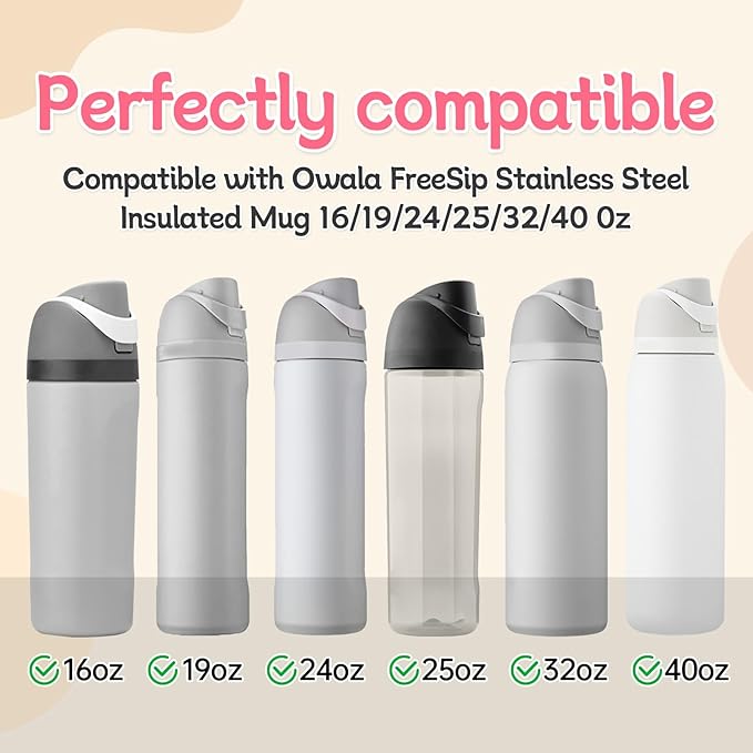 6 Sets Replacement Stopper and O Ring Gasket Compatible with Owala FreeSip 24oz 32oz,Water Bottle Lid Insert Cap Rubber Seal Parts for Owala 16/19/24/32/40oz Mouthpiece Accessories F3 Frokolla