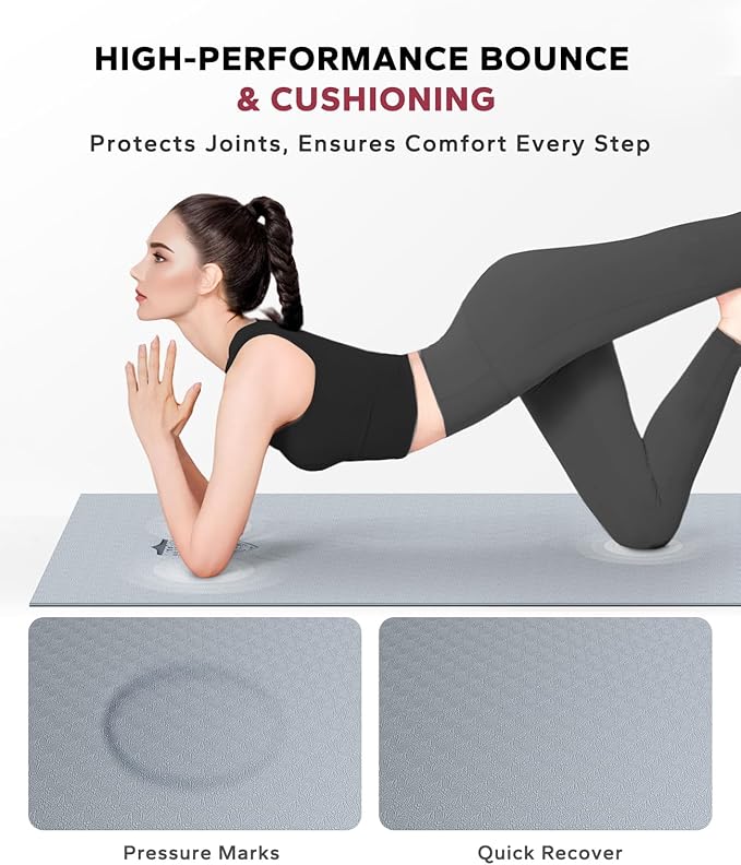 HAPBEAR Large Yoga Mat - 72"x36"x6mm (1/4 inch), Extra Wide Non-Slip Exercise Mat for Home Workout, Yoga, Pilates & Stretching, Durable & Eco-Friendly, Includes Bonus Resistance Bands & Carry Bag - Bloomnest