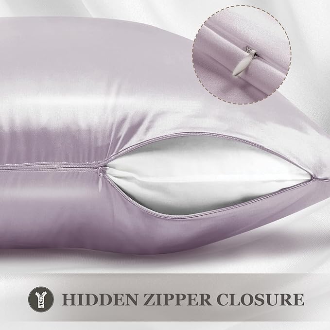 Adubor 100% Silk Pillowcase - Mulberry Silk Pillow Cases, 23 Momme 6A Grade Fibers, Silk Pillow Case for Hair and Skin Health, with Hidden Zipper (Queen 20''x30'', Grayish Purple, 1PC) - Bloomnest