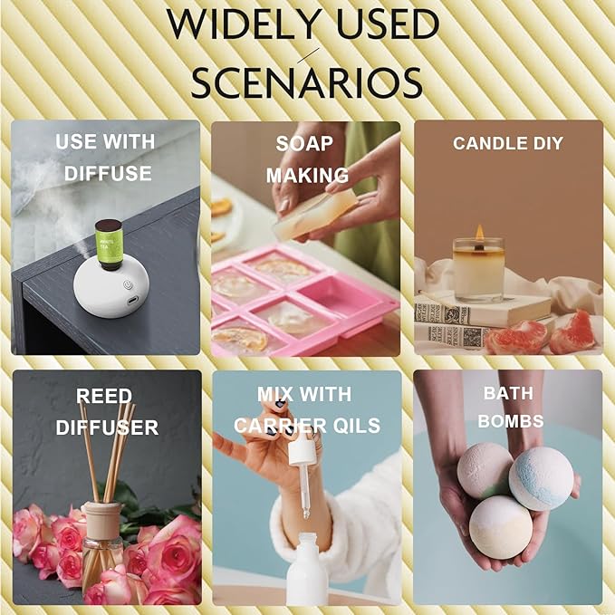 Premium Hotel Fragrance Oil Collection for Diffusers, Essential Oils for Diffusers for Home, Hotel Diffuser Fragrance Oils,Spa & Candle Making, White Tea, Citrus Luxe, Velvet Night and More - 6x10ml - Bloomnest