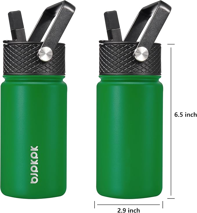 BJPKPK Water Bottle with Straw Lid, 15 oz Insulated Water Bottle, Stainless Steel Metal Water Bottles, Reusable Leak Proof BPA Free Thermo, Flask, Cups, Macaron-Matcha - Bloomnest
