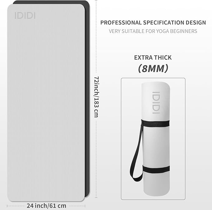 Yoga Mat with Strap,Non-Skid Workout Mat,8mm Thick Yoga Mat,POE Yoga Mats for Women Men Kids,Exercise Mat with Easy-Cinch,72"x24"x0.32” (183x61x0.8cm)