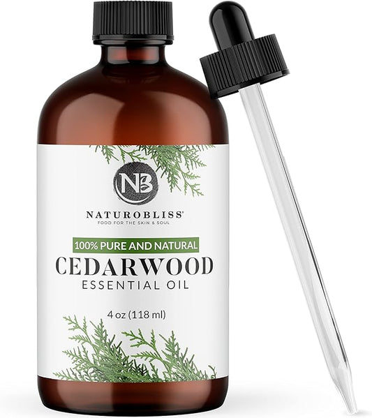 NaturoBliss Cedarwood Essential Oil – Huge 4 Fl Oz – 100% Pure and Natural – Premium Grade Essential Oil for Diffuser and Aromatherapy, Skin, Massage, Candle and Soap Making Fragrance - Bloomnest