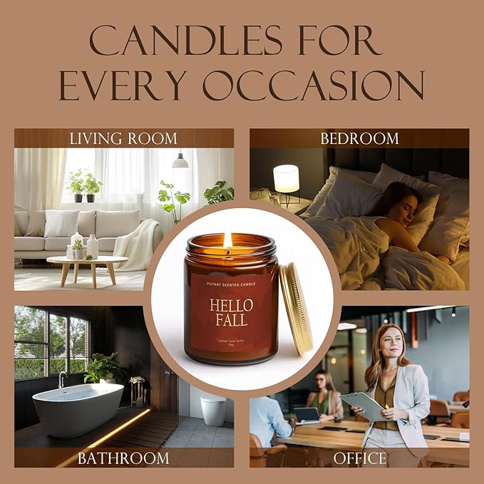 Pumpkin Spice Fall Candles for Home Scented, Natural Soy Wax Aromatherapy Non Toxic Pumpkin Candle with Long Lasting Burn, Halloween Autumn Candle Gifts for House Fragrance Decoration (9oz) - Bloomnest