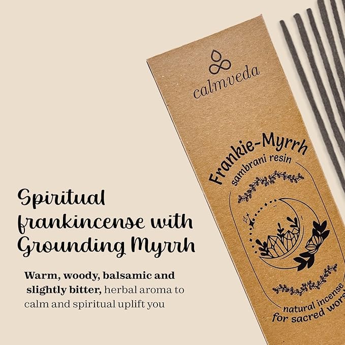 Organic Frankincense Resin Incense Sticks - (40+ Sticks) Thick Natural Charcoal Free Incense | Church for Catholic Worship Made with Frankincense and Myrrh Resin (Loban Olibanum) - Bloomnest