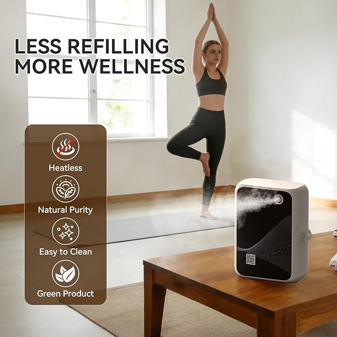 Waterless Essential Oil Diffuser-500ml Large Capacity,Smart App Control,Timer Function,Low Noise for Large Room up to 2000 sq.ft,for Home,Office,Hotel,Black-White Combo - Bloomnest