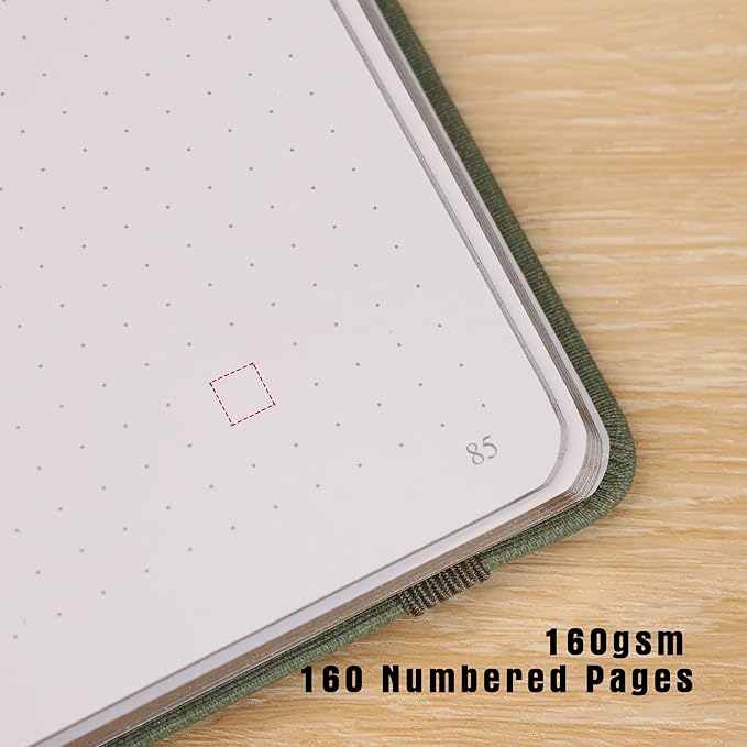 TIEFOSSI Dotted Journal Notebook, Dot Grid Notebook for Women Men, Hardcover PU Leather Journal, 160 GSM Thick Paper, 160 Numbered Pages with Gold Edges, 8 x 8 Square Diary - Bloomnest