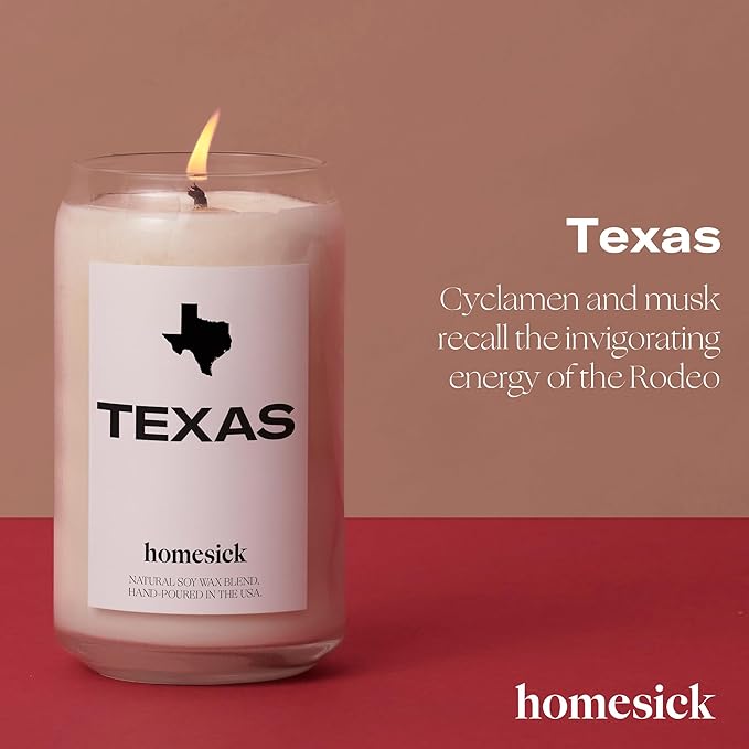 Homesick Scented Candles for Home (Texas) - 13.75 oz Long-Lasting Soy Wax Jar Candle for Women & Men for All Occasions, 60-80 Hours Burn Time - Notes of Pine Needles & Lime - Bloomnest