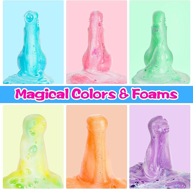 Bath Bomb Potion for Toddlers & Kids, 6-Pack Non-Toxic - Colorful Fizzy Fun - Interactive Bubble Bath Toy, Fun Science Bath Toys with a Colorful Foams & Bubbles Eruption - Bloomnest