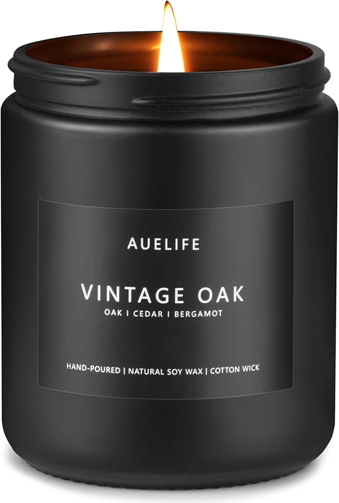 Scented Candles for Men | Vintage Oak Candle - Candle for Men, Manly Candles for Home Scented, Man Gifts for Him/Friend -7oz Black Jar - Bloomnest