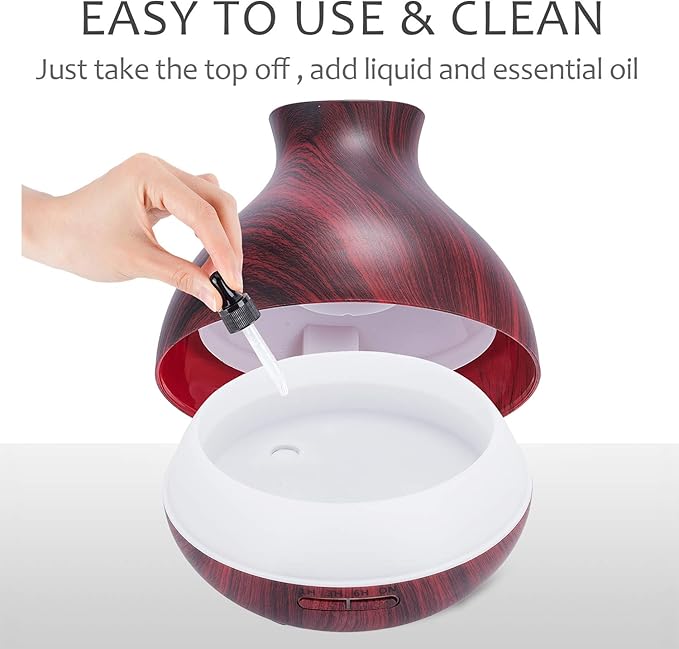 BZseed Aromatherapy Essential Oil Diffuser 550ml 12 Hours Wood Grain Aroma Diffuser with Timer Cool Mist Humidifier for Large Room, Home, Baby Bedroom, Waterless Auto Shut-off,7 Colors Lights Changing - Bloomnest
