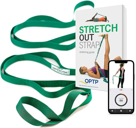 OPTP The Original Stretch Out Strap with Exercise Book, for Flexibility and Mobility Exercises. Stretch Out Straps for Physical Therapy, Yoga Stretching Strap and Knee Therapy Strap. Made in the USA - Bloomnest