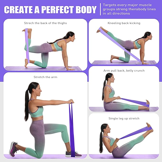 Resistance Bands, Exercise Bands, Physical Therapy Bands for Strength Training, Yoga, Pilates, Stretch Elastic Band with Different Strengths, Workout Bands for Home Gym - Bloomnest