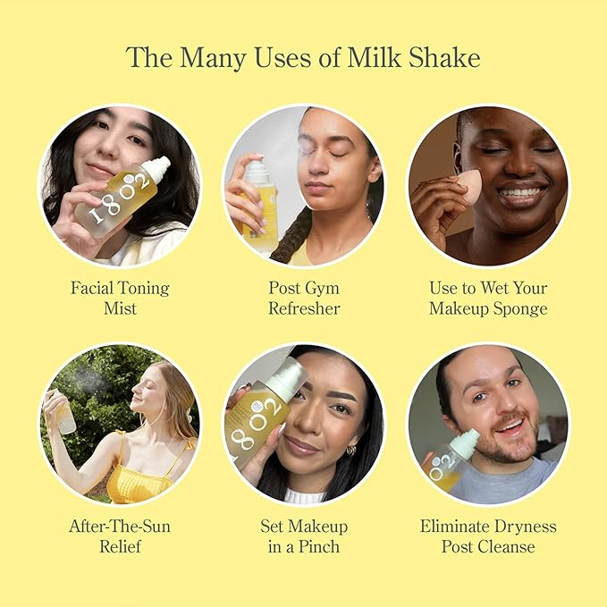 Beekman 1802 Milk Shake Hydrating Face Mist - Hyaluronic Acid & Squalane Facial Mist Minimizes Pores & Gently Moisturizes - Makeup Setting Spray - Fragrance-Free - Bloomnest