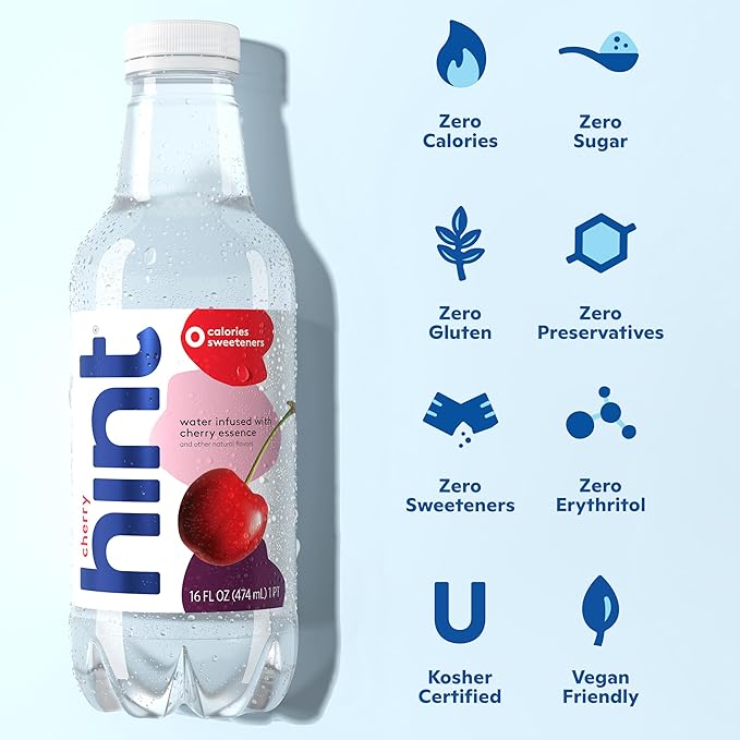 Hint Bottled Water, 4-Flavor Purple Variety Pack - Purified Water Beverages with Zero Calories, Natural Flavors, and Sugar Free - 16 Fl Oz (Pack of 12) - Bloomnest