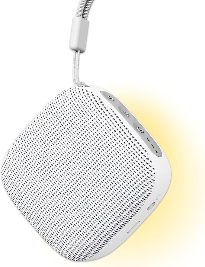 Portable Sound Machine for Travel, White Noise Sound Machine for Sleeping, 52-Hour Lasting Mini Noise Machine with 21 Quality Non-looping Sounds, Headphone Jack, Memory, Timer for Adults,Hotel (White)