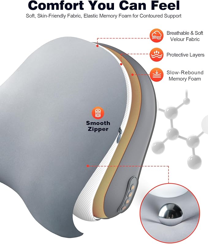 Shiatsu Back and Neck Massager with Heat – Deep Kneading Massage Pillow for Relaxation – Corded Design for Full Body Use - for Loved Ones - Bloomnest