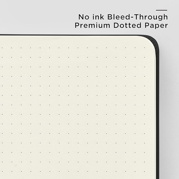 &And Per Se Dotted Journal Notebook (10 packs), A5 Hardcover Leather Bullet Dotted Journal, 160 Pages 100GSM Thick Paper, 3 Sheets of Stickers Included - 5.7'' x 8'' (Black) - Bloomnest