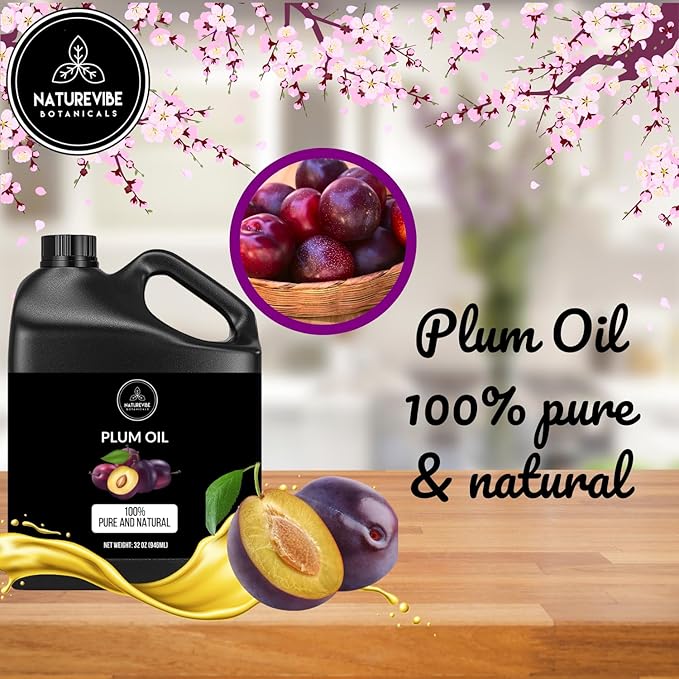 Naturevibe Botanicals Plum Oil 32 Ounces | 100% Pure and Natural | Great for Skin Care and Hair Care - Bloomnest