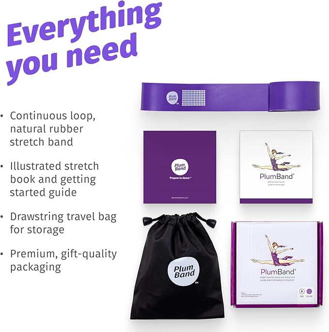 The PlumBand Stretch Band for Dance and Ballet – Premium Gift-Ready Package - Sizes for Kids & Adults – Improve Your Splits, Flexibility and Strength with Stretching - Bloomnest