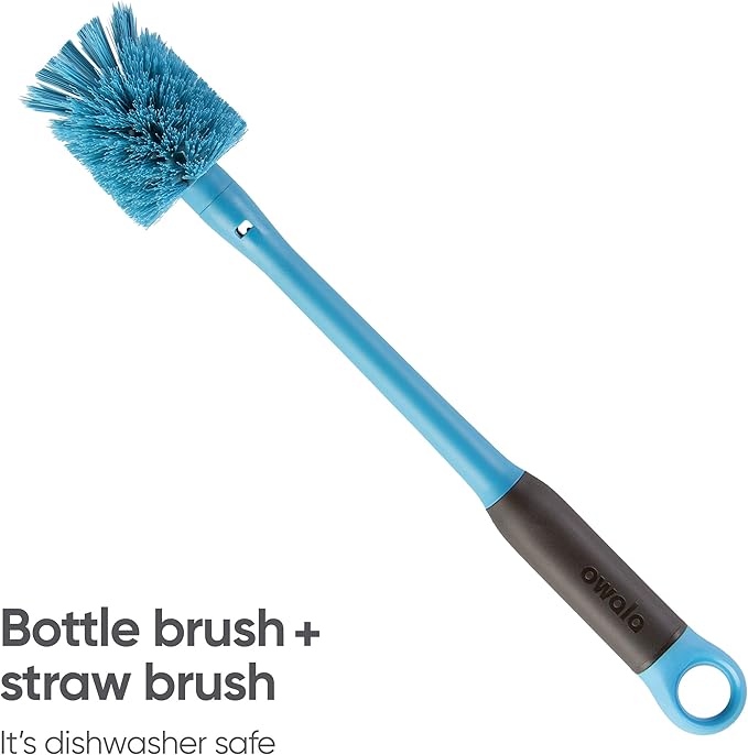 Owala 2-in-1 Water Bottle Brush Cleaner and Straw Cleaner Brush,Water-Bottle-Brush with Removable Head and Twist n Hide Straw-Brush,Smokey Blue,(Pack of 12) Owala