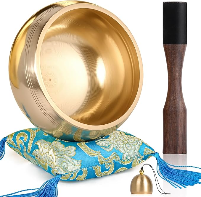 Tibetan Singing Bowls – Hand-Hammered in Nepal, Authentic Meditation Sound Bowls for Yoga, Chakra Healing, Mindfulness & Spiritual Self-Care Gifts for Women HIhealer