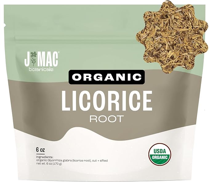 J Mac Botanicals Organic Licorice Root Tea, Cut and Sifted, Dried Herb, regaliz raiz organico - Bloomnest